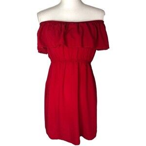 Judy’s Off-Shoulder Ruffled Red Mini Dress